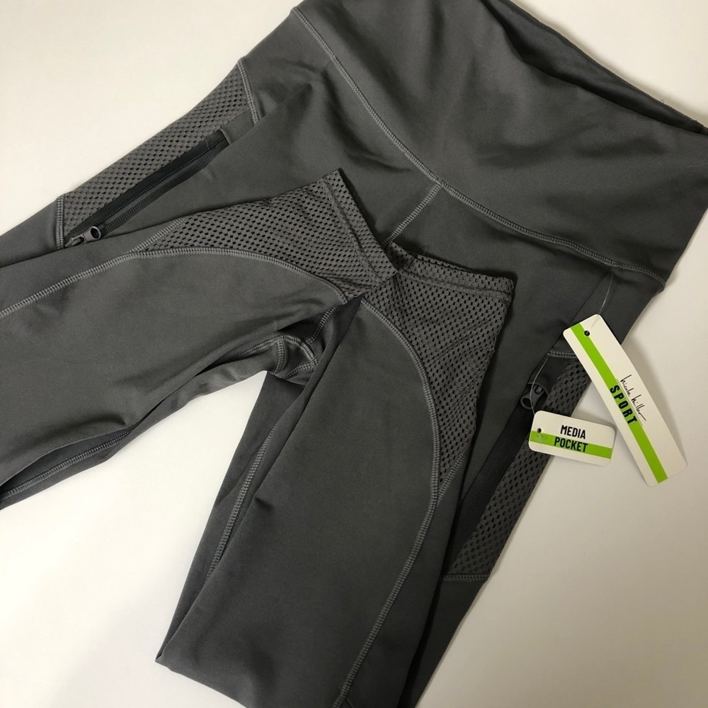 Nicole Miller Sport gray yoga pant with mesh